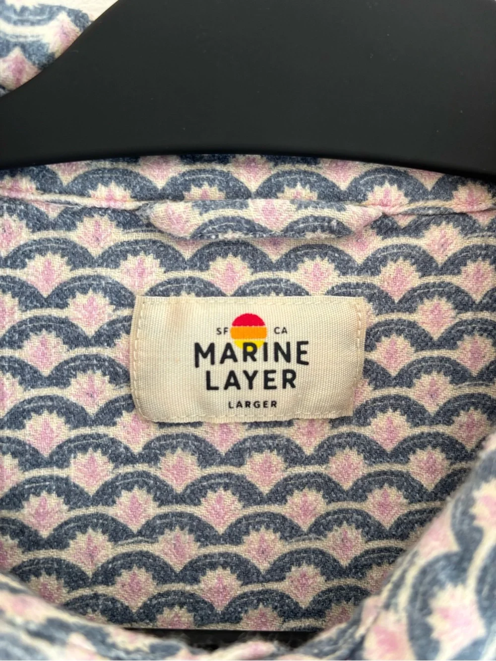 Marine Layer Short-Sleeve Button-Down Shirt - Blue & Pink Wave Print